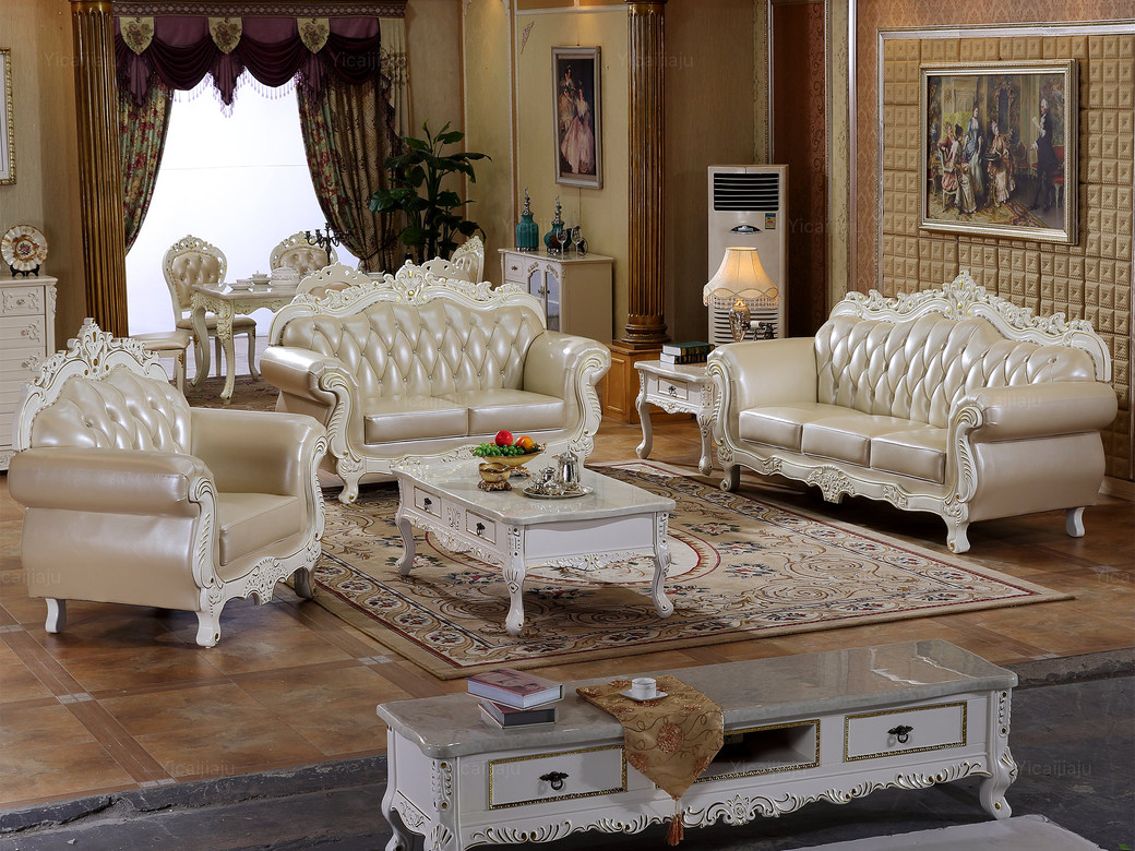 朗锐 简欧8206沙发组合 真皮皮艺沙发(1 2 3)