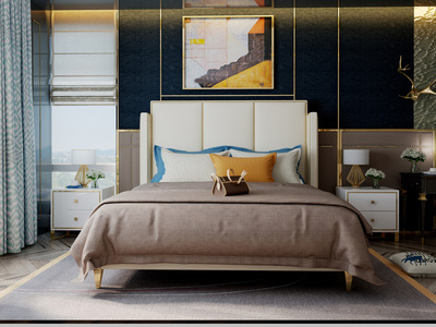 轻奢旗舰版 米白色 优质头层黄牛皮 北美进口落叶松坚固框架 1.5米真皮床