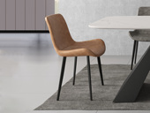 米勒 极简风格 优质皮艺 碳素钢底座 橙色 网红餐椅