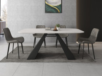 米勒 极简风格 优质皮艺 碳素钢底座 深灰色 网红餐椅