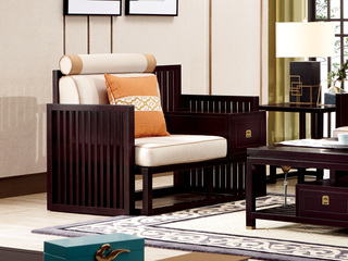  新中式 东南亚进口红檀木 优质细麻（面料） 真丝抱枕 K909 单位沙发