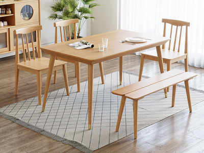  北欧风格 榉木坚固框架 原木色 简约方餐桌