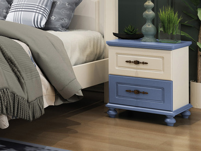  简美风格 优质橡胶木 环保健康 明朗天蓝儿童床头柜