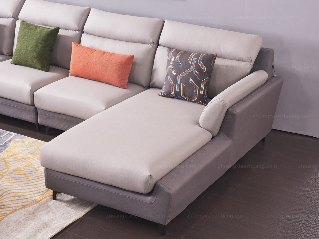 玛蒂芙 现代简约 科技布 松木底架 高海绵座包靠包 灰色沙发转角 沙发