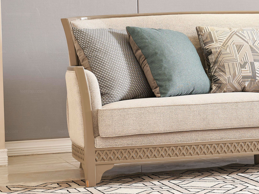 美克世家 简美风格 北美进口榉木坚固框架 棉麻布面料 三人位沙发