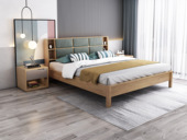 木之家 北欧风格 泰国进口橡胶木 纳米科技布面料 松木床板条 1.8*2.0米床