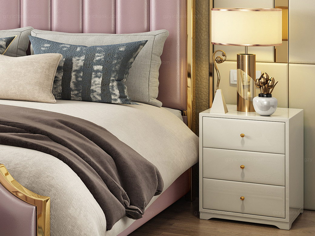 梵克美家 轻奢风格 头层黄牛皮 1.8*2.0米床(搭配10公分松木排骨架)