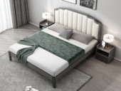 艺家 现代简约 雅白色皮 靠背接触面优质超纤皮 1.5*2.0米 HB-1706板木床