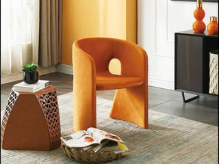  轻奢风格 橙色 创意造型 休闲椅