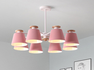 【包邮】 现代简约 LED 粉色吊灯8头客厅书房卧室灯具(含光源)（内蒙古，新疆，西藏，青海，宁夏等地区不包邮 运费请咨询客服）