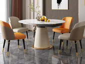 慕梵希 轻奢风格 环保皮 填充高密度海绵 白蜡木 浅灰色+棕色 餐椅