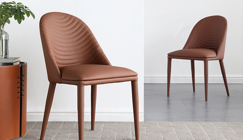 诺美帝斯 极简风格 高弹舒适 优质进口PU皮 褐色 餐椅（单把价格 需双数购买 单数不发货）
