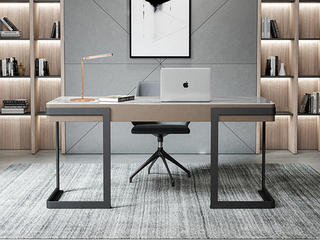  极简风格 防刮耐磨岩板台面 实木松木抽屉 书桌
