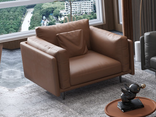  现代简约 高品质 抗皱耐撕拉 仿真皮 坐感舒适 天然蓬松羽绒靠包坐包 实木框架 单人位沙发