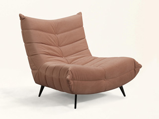  现代简约 坐躺舒适 超柔软科技绒布 实木框架 粉色休闲椅
