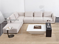 Milantti 米兰蒂 极简风格 舒适透气 优质棉麻布+优质马鞍皮+实木框架+羽绒 脚踏