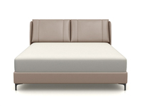 CBD 国际知名品牌 现代简约真皮床尖货 头层牛皮进口云杉木高靠包设计灰色百搭皮艺床（1.5*2.0米真皮床）（此产品有短途物流费）