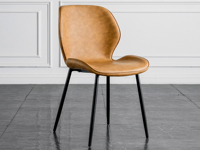 斐亚家居 极简风格 优质皮艺 橙色 餐椅（单把价格 需双数购买 单数不发货）