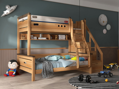  简美风格 实木 环保健康 茉莉花白 1.2*2.0m 儿童双层床（不含梯柜和书架）